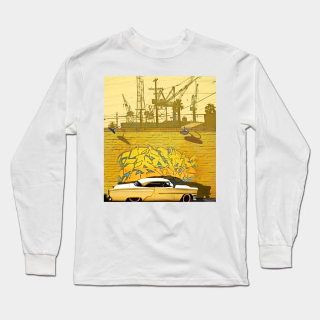 HOT ROD WITH GRAFFITTI STREET ART Long Sleeve T-Shirt by Larry Butterworth